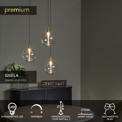 Lucide GISELA - Pendelleuchten - Ø 36 cm - LED Dim. - 3x4,3W 2700K - Transparent | Premium